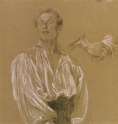Portrait Study of a Man in a White Shirt by Jan Preisler